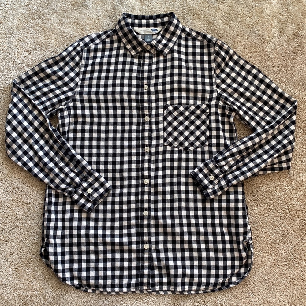 Old Navy black & white check flannel